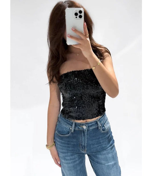 Liv sequin top black