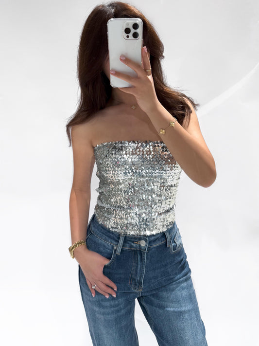 Liv sequin top silver