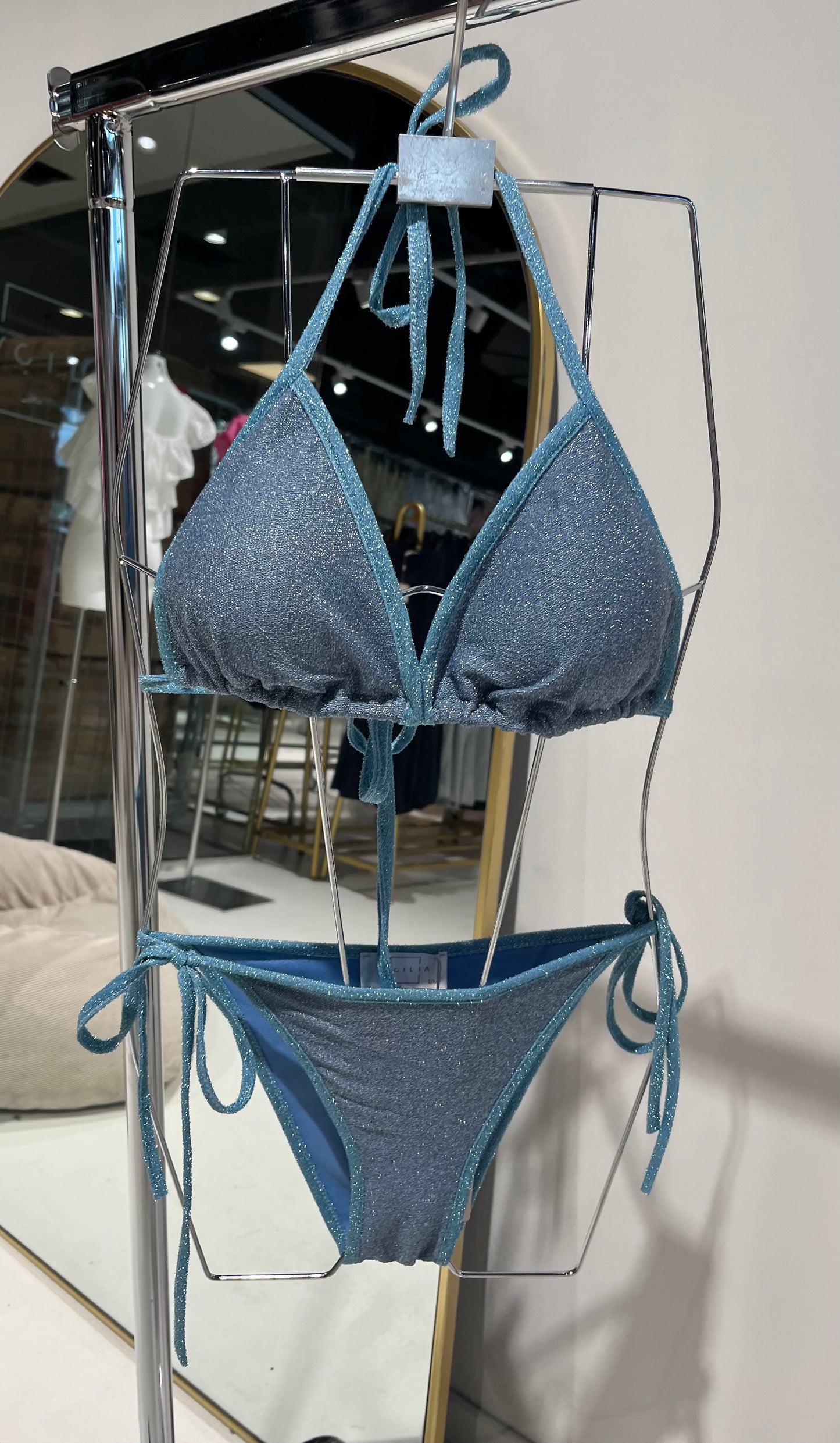Lurex bikini blue