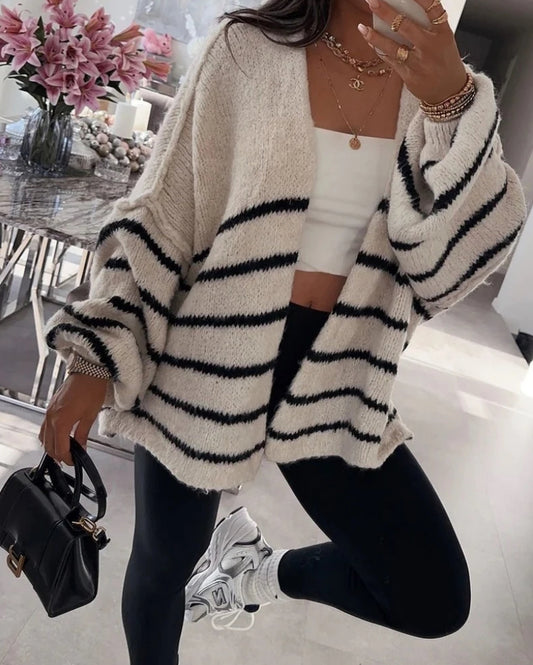 Striped cardigan ecru